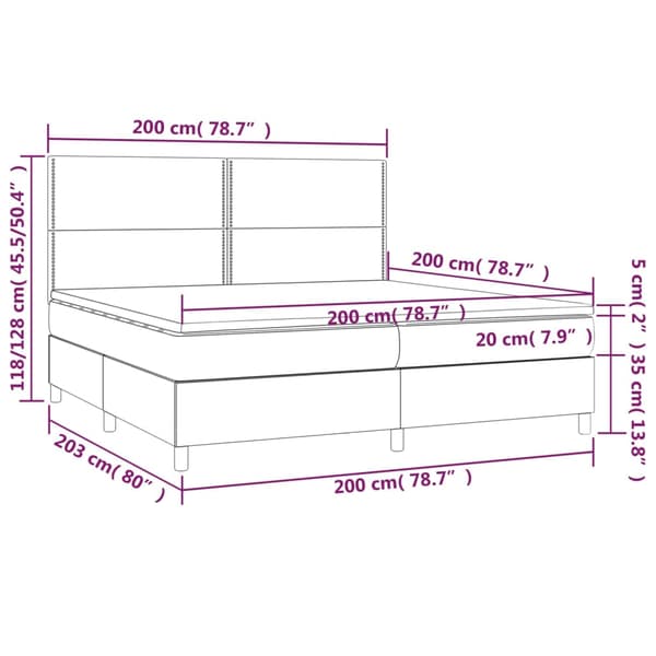 Ramsäng med madrass ljusgrå 200x200 cm sammet
