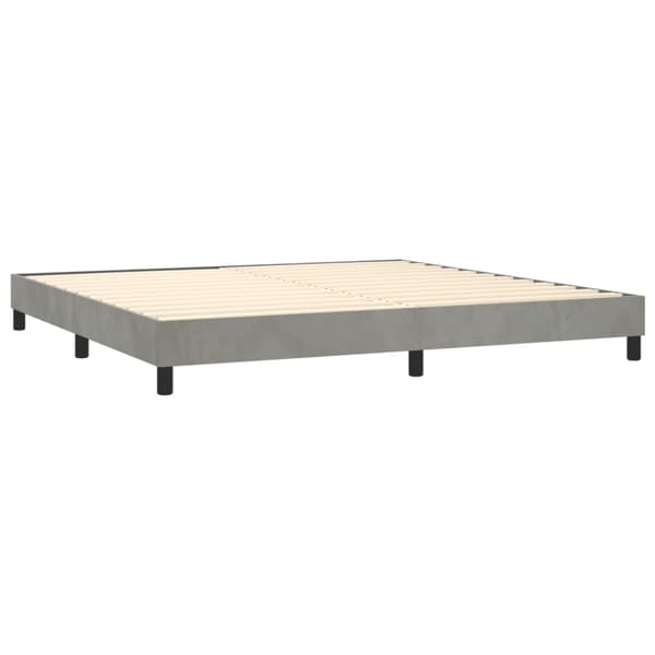 Ramsäng med madrass ljusgrå 200x200 cm sammet