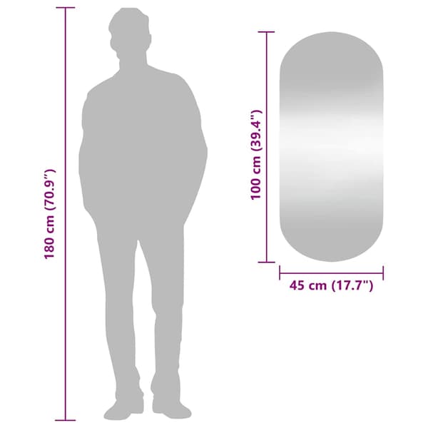 Väggspegel 45x100 cm glas oval