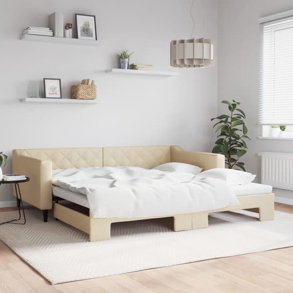 Dagbädd utdragbar gräddvit 100x200 cm tyg