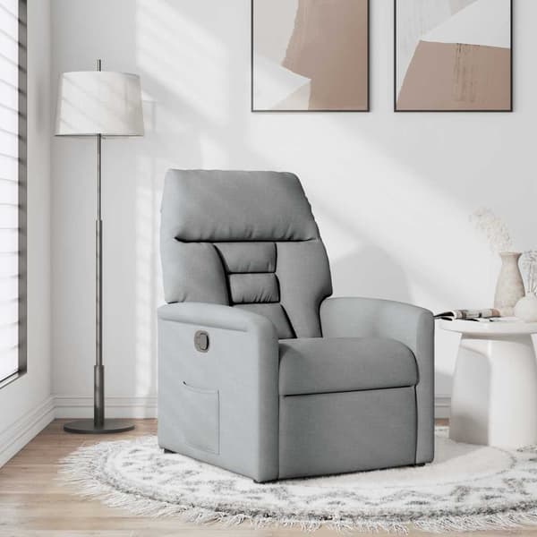 Reclinerfåtölj ljusgrå tyg