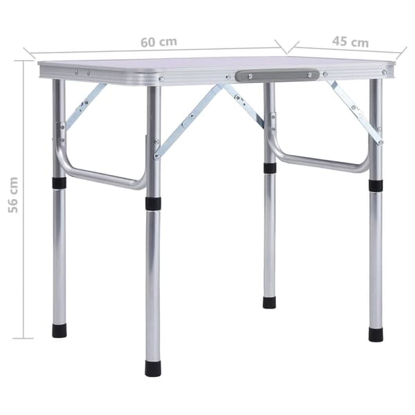 Hopfällbart campingbord vit aluminium 60x45 cm