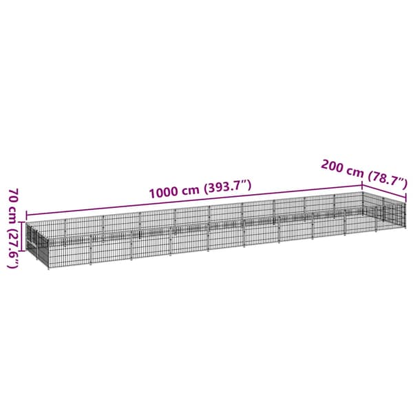 Hundgård svart 20 m² stål