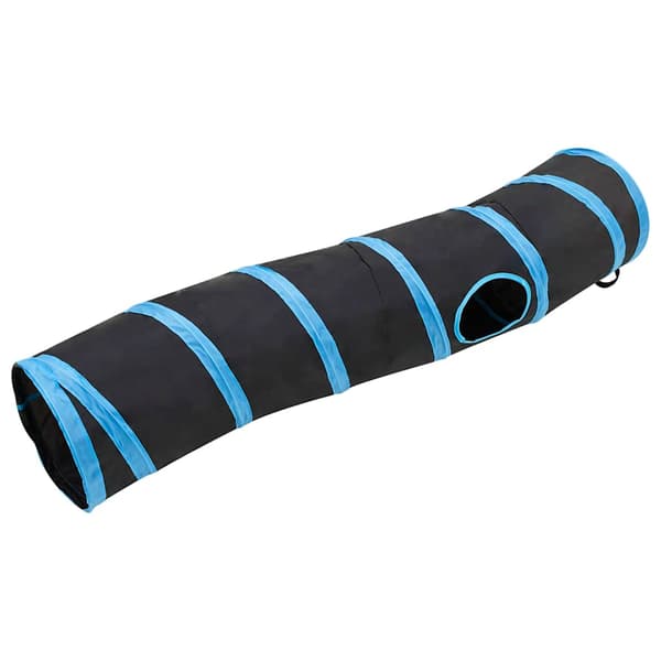 S-formad kattunnel svart och blå 122 cm polyester