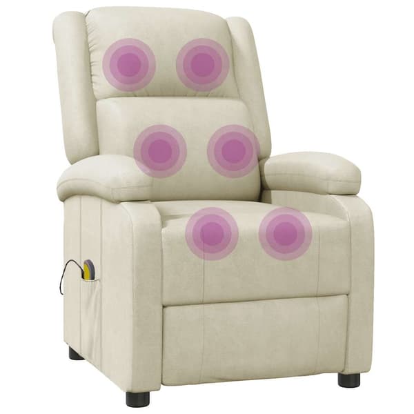 Massagefåtölj gräddvit konstläder
