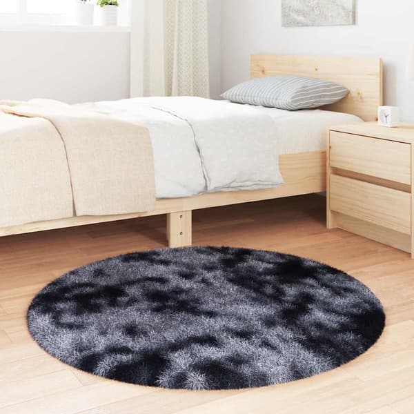 Ryamatta med lång lugg NAVARRA mörkgrå 100x100 cm polyester