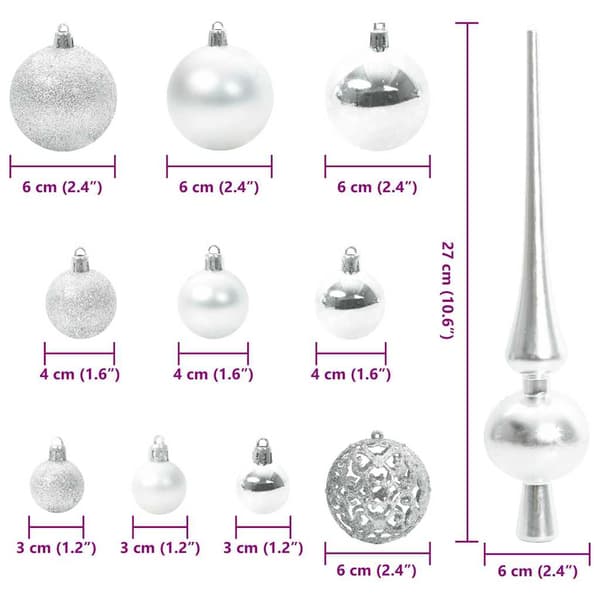 Julprydnad Set med 150 LED-lampor 61 pcs Silver Plast