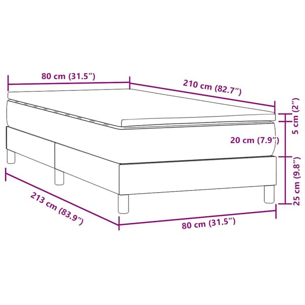 Ramsäng med madrass mörkgrå 80x210 cm sammet