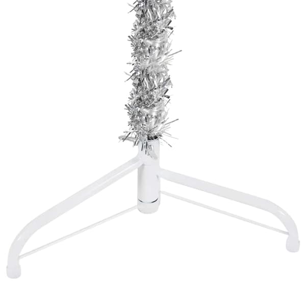 Smal halv plastgran med stativ silver 240 cm