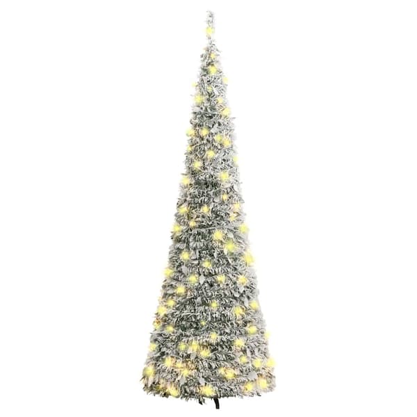 Plastgran pop-up med snö 200 LED 210 cm