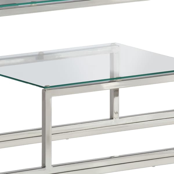 Konsolbord silver rostfritt stål och härdat glas