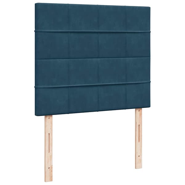 Ramsäng med madrass & LED mörkblå 120x190 cm sammet
