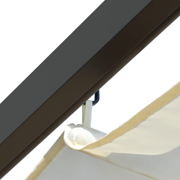 Pergola med indragbart tak gräddvit 3x3 m stål