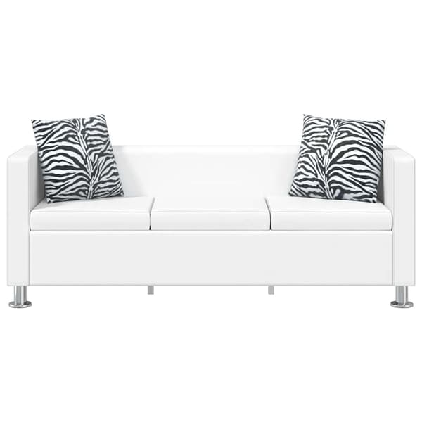 Soffa 3-sits konstläder vit