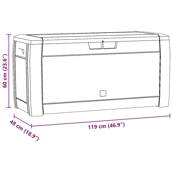 Dynbox antracit 119x48x60 cm polypropen