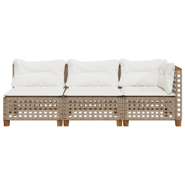 Trädgårdssoffa 3-sits med dynor konstrotting beige