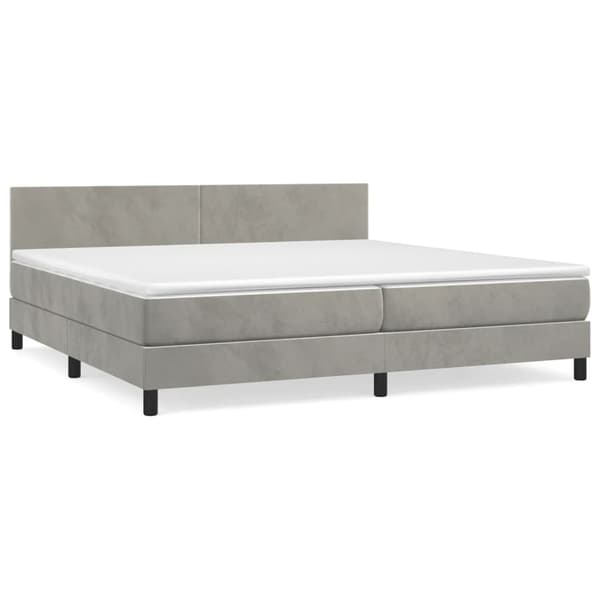 Ramsäng med madrass ljusgrå 200x200 cm sammet