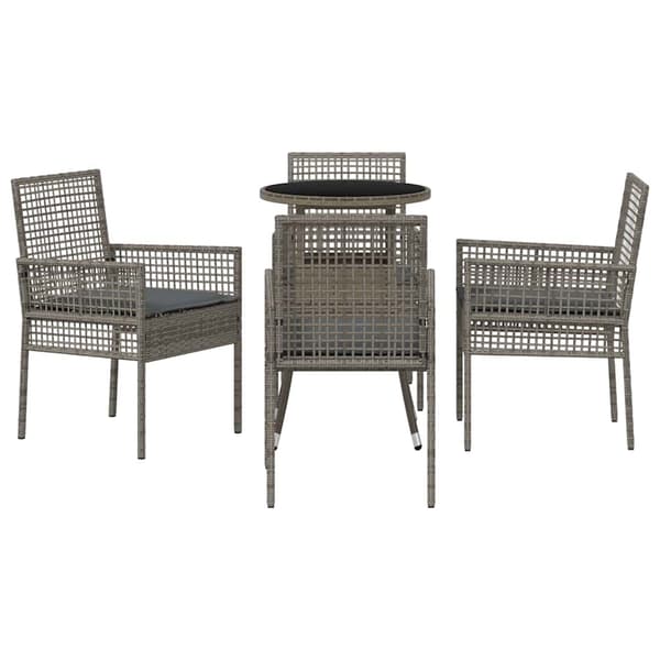 Trädgårdsmöbelset 5 pcs Grå konstrotting