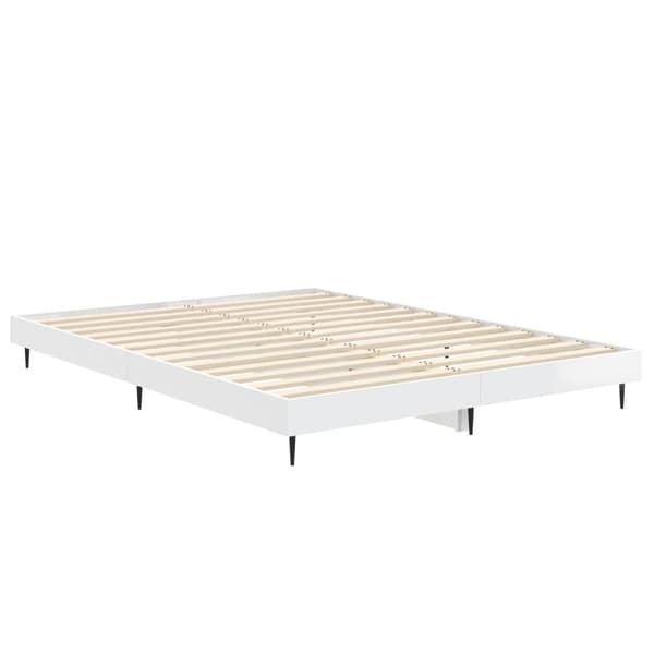 Sängram vit högglans 135x190 cm konstruerat trä