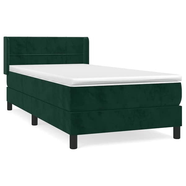 Ramsäng med madrass mörkgrön 90x200 cm sammet