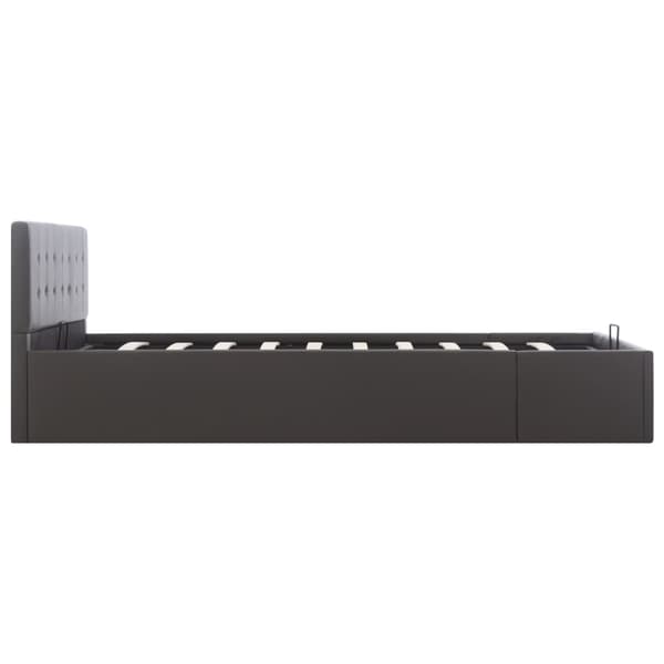 Sängram med hydraulisk förvaring grå konstläder 140x200 cm