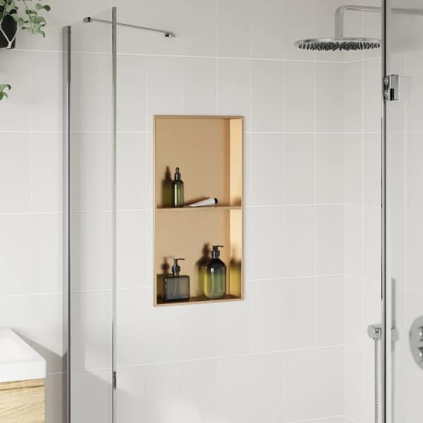 Duschnisch borstad guld 32x62x9 cm rostfritt stål