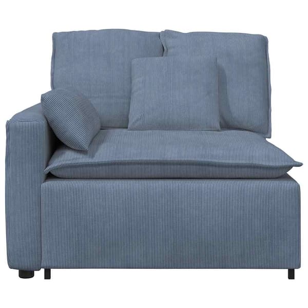 Modulär soffa armstödsändmodul med dynor blå 100 cm