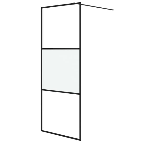 Duschvägg svart 80x195 cm halvfrostat ESG-glas