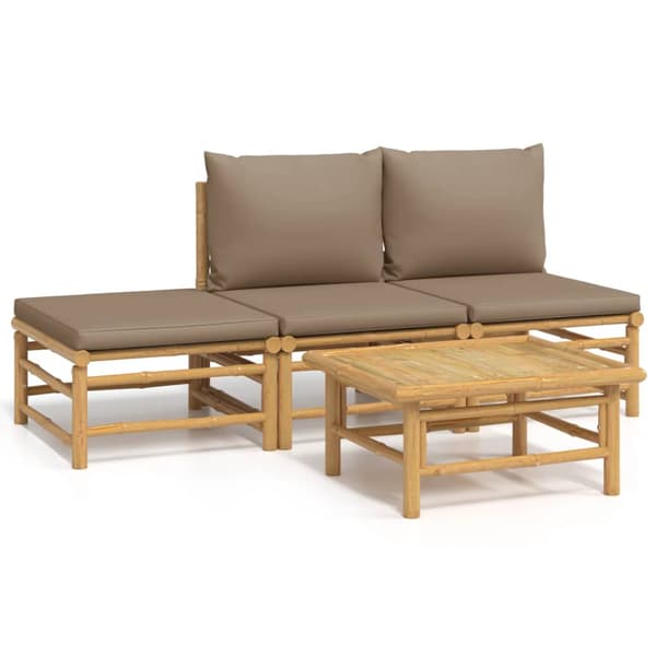 Loungegrupp 4 delar taupe dynor bambu