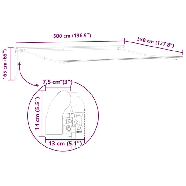 Markisram Vit 500 × 350 cm Aluminium