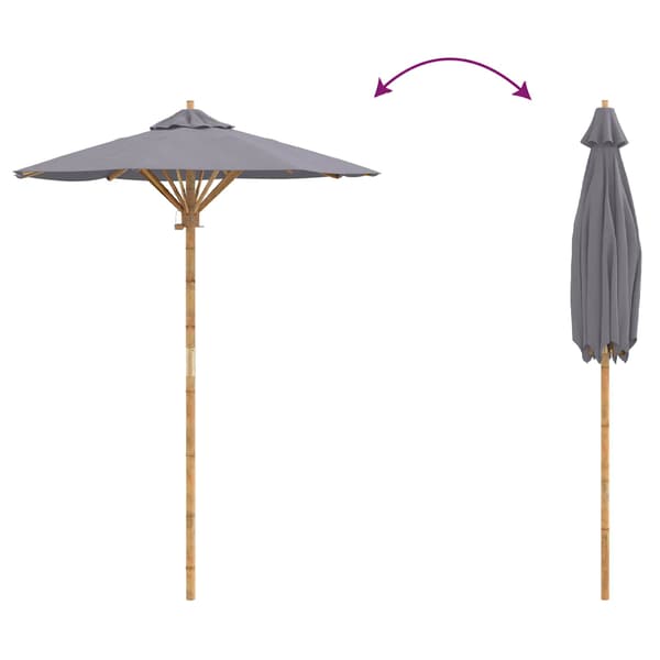 Trädgårdsparasol Mörkgrå Ø 150 x 210 cm Bambu