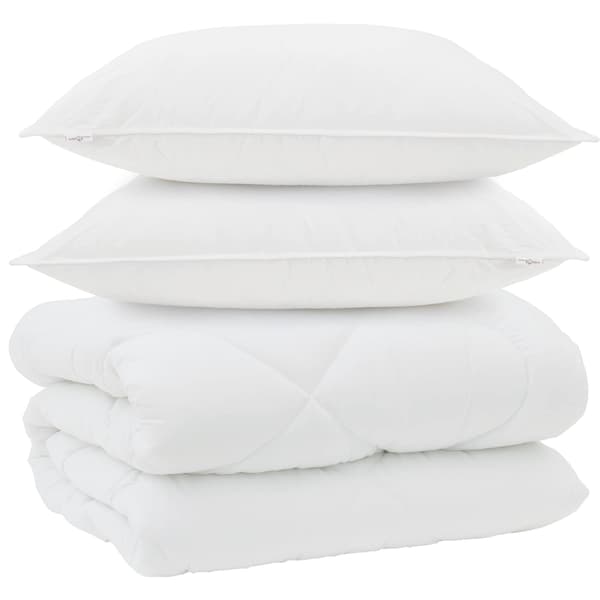 Vinter Täcke med kudde 3 pcs Vit Mikrofiber