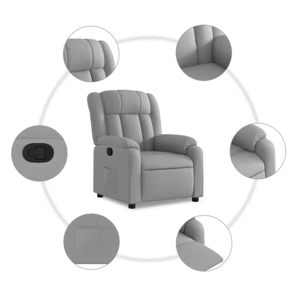 Reclinerfåtölj ljusgrå tyg