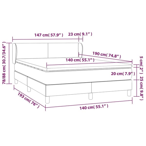 Ramsäng med madrass gräddvit 140x190 cm tyg