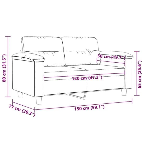 2-sitssoffa gräddvit 120 cm mikrofibertyg