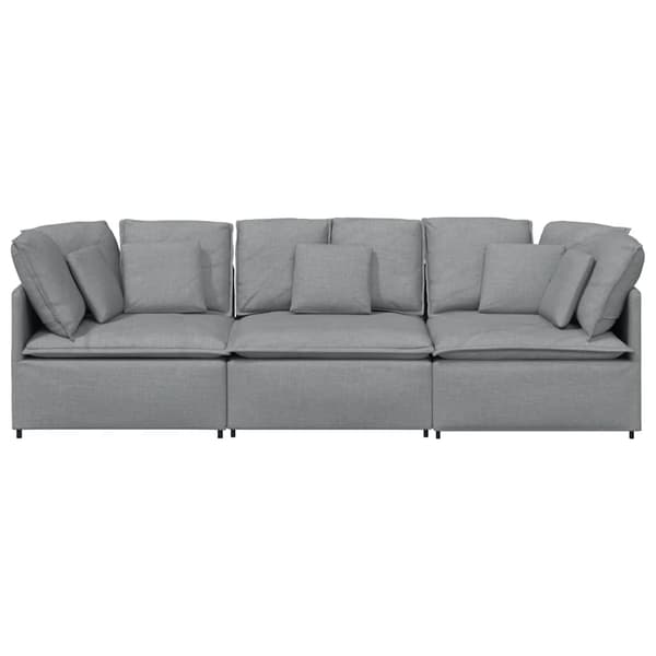 Modulsoffa med dynor i tyg ljusgrå