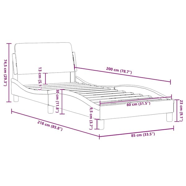 Bed Frame with Headboard "Dover" Black 80x200 cm Fabric