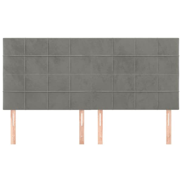 Sänggavel ljusgrå 160x5x118/128 cm sammet
