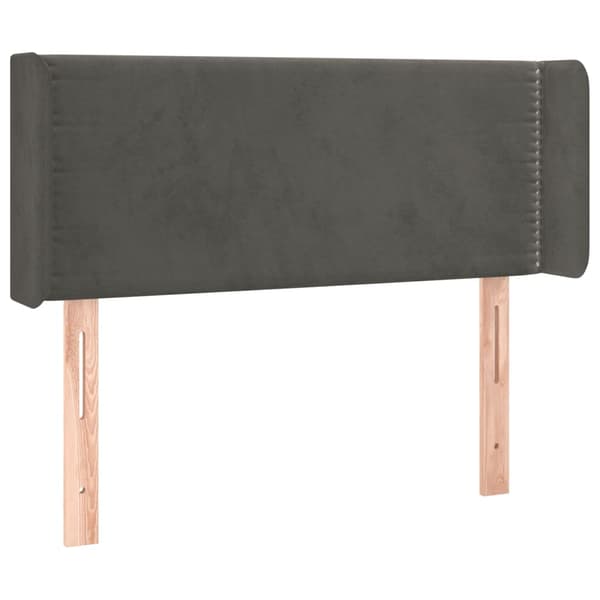 Sänggavel LED mörkgrå 103x16x78/88 cm sammet