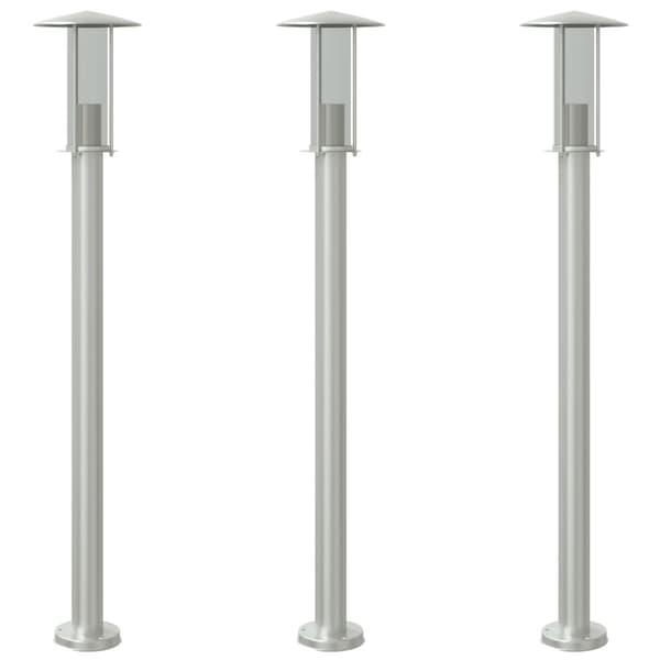 Utomhusgolvlampor 3 st silver 100 cm rostfritt stål