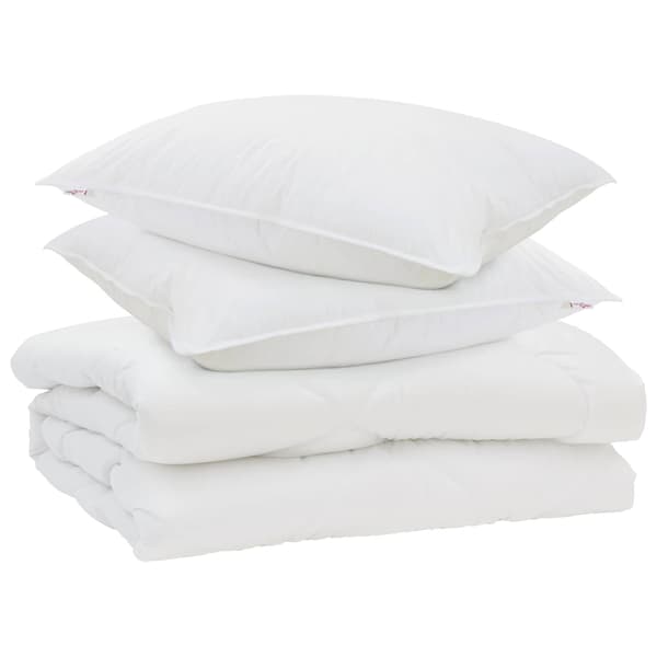 Duntäcke med kudde 3 pcs Vit Mikrofiber