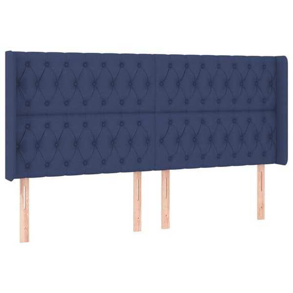 Sänggavel LED blå 183x16x118/128 cm tyg