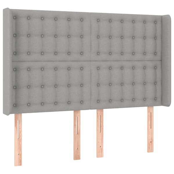 Ramsäng med madrass & LED ljusgrå 140x200 cm tyg