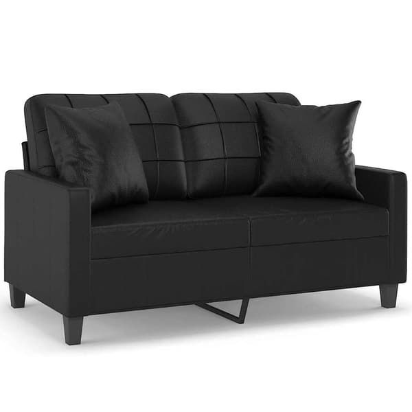 2-sits soffa med prydnadskuddar svart 120 cm konstläder