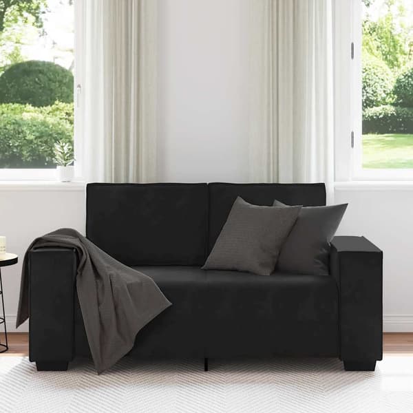 2-sitssoffa ljusgrå Svart 160x78x84 cm sammet