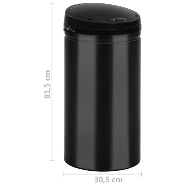 Soptunna med automatisk sensor 50 L kolstål svart