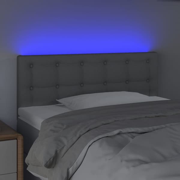 Sänggavel LED ljusgrå 90x5x78/88 cm tyg