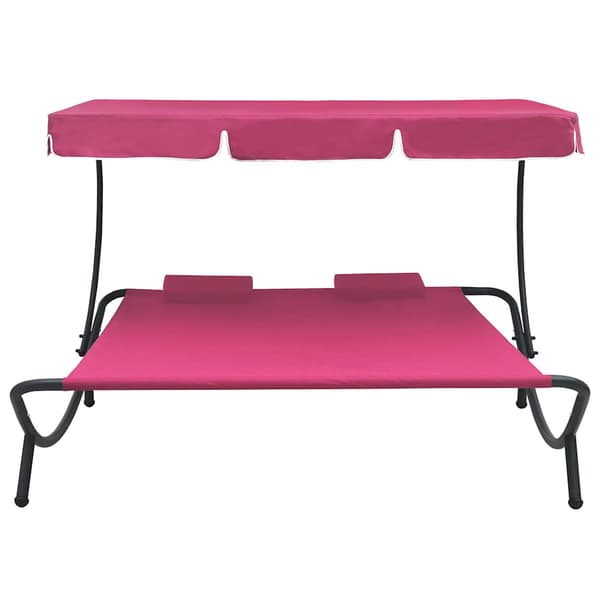 Solsäng med tak & kuddar rosa