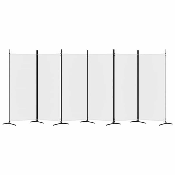 Rumsavdelare 6 paneler vit 520x180 cm tyg