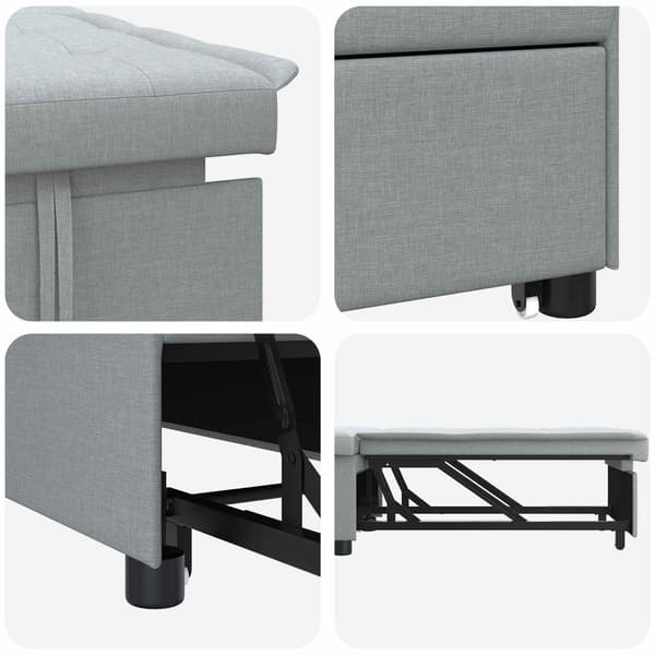 Pull Out Sofa Bed Ljusgrå 194 x 50 x 82 cm tyg